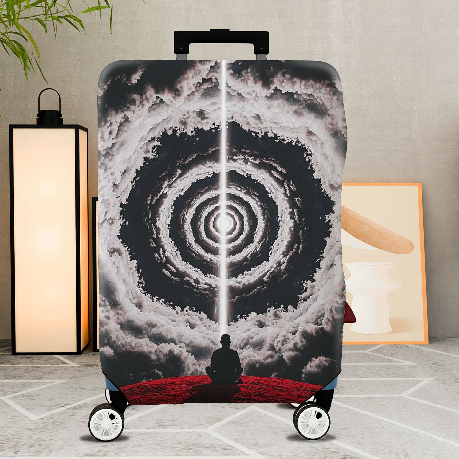 1-Piece Meditation Cosmic Vortex Storm Abstract Artistic  Suitcase Luggage Cover, Stretch Protective Sleeve