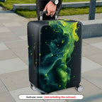 1-Piece Abstract Swirl Splash Green Black Artistic  Suitcase Luggage Cover, Stretch Protective Sleeve