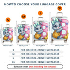 1-Piece Cute Rabbit Easter Art Colorful Decorative  Suitcase Luggage Cover, Stretch Protective Sleeve