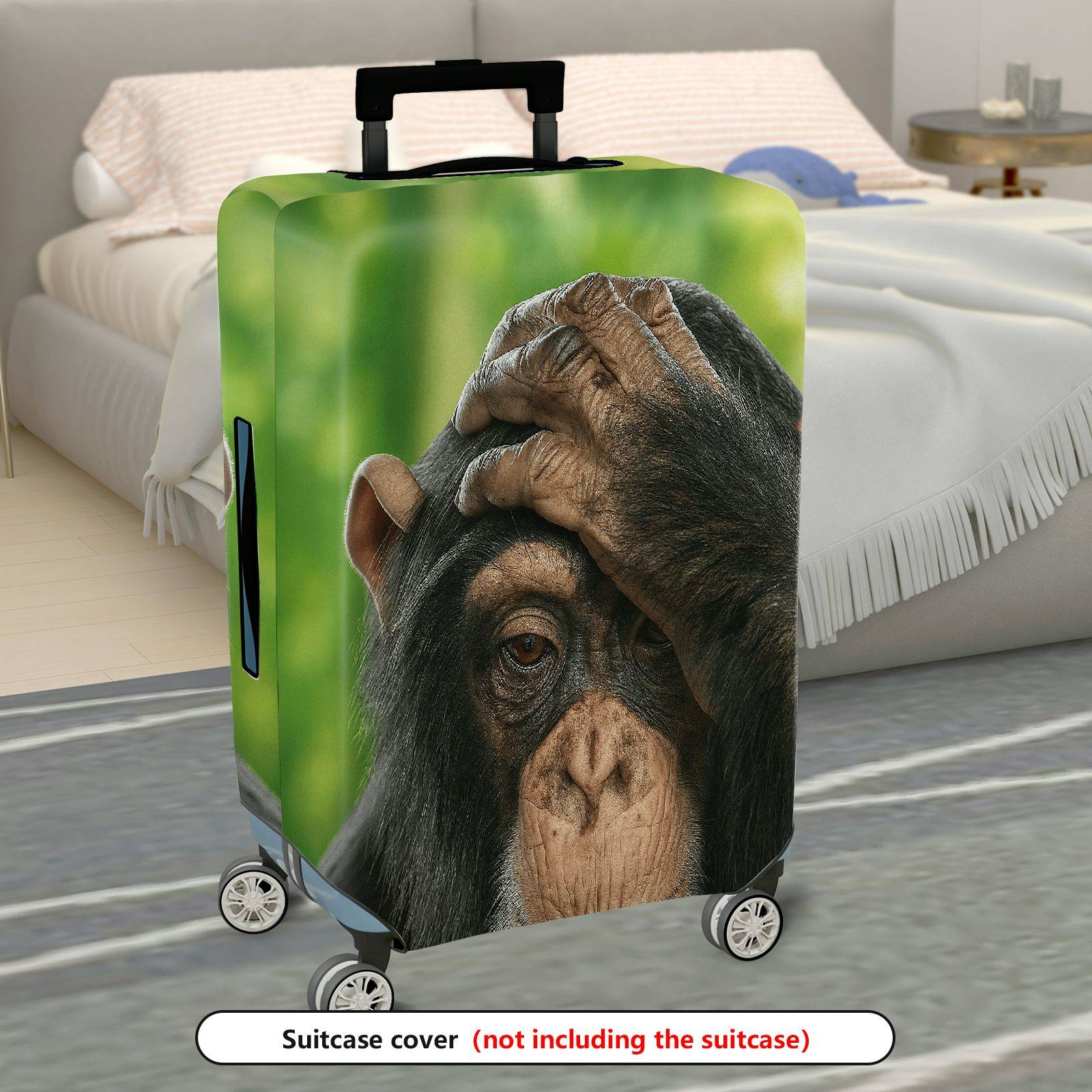 1-Piece Cute Monkey Forest Green Animal Nature Funny  Suitcase Luggage Cover, Stretch Protective Sleeve