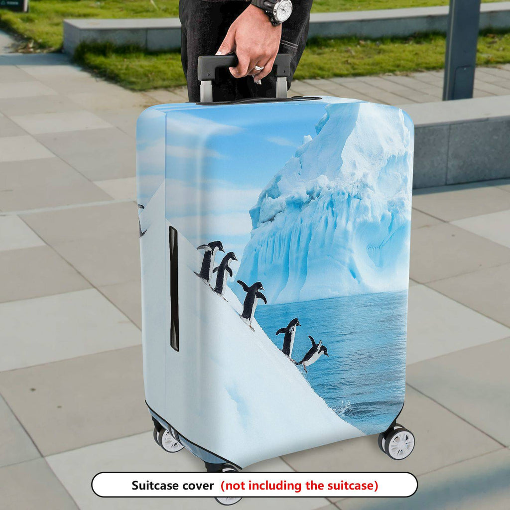 1-Piece Penguin Iceberg Ocean Winter Landscape Nature  Suitcase Luggage Cover, Stretch Protective Sleeve