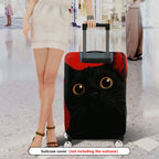 1-Piece Black Cat Red Colorful Artistic Unique Cute  Suitcase Luggage Cover, Stretch Protective Sleeve