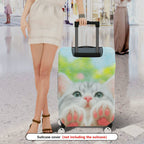 1-Piece Cute Cat Paw Rain Drop Nature Art Colorful  Suitcase Luggage Cover, Stretch Protective Sleeve