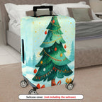 1-Piece Christmas Tree Festive Holiday Snow Winter Colorful  Suitcase Luggage Cover, Stretch Protective Sleeve