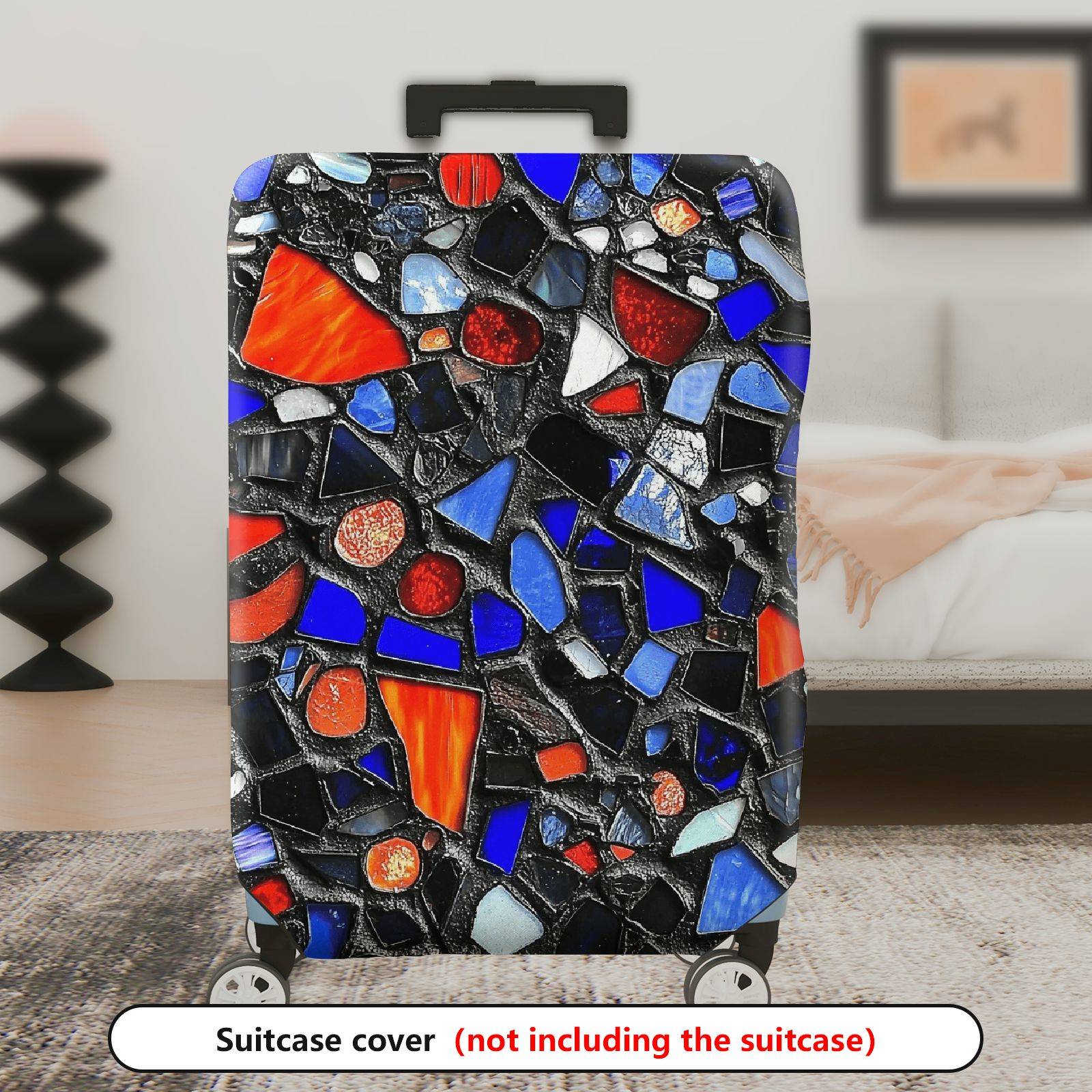 1-Piece Abstract Colorful Mosaic Geometric Artistic Vibrant  Suitcase Luggage Cover, Stretch Protective Sleeve