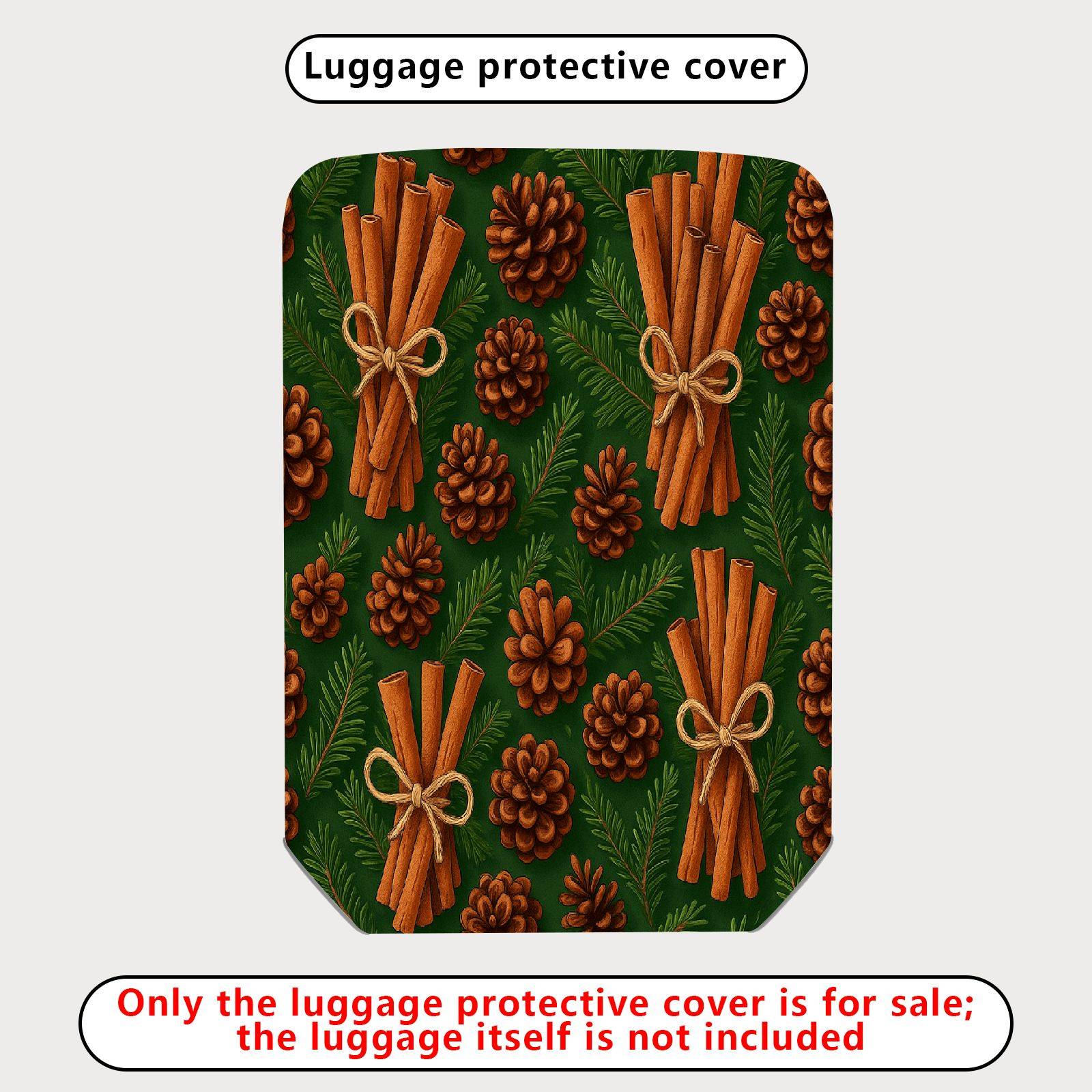 1-Piece Pine Cone Cinnamon Evergreen Holiday Nature Travel  Suitcase Luggage Cover, Stretch Protective Sleeve