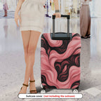 1-Piece Abstract Artistic Flowing Pink Black Swirl  Suitcase Luggage Cover, Stretch Protective Sleeve