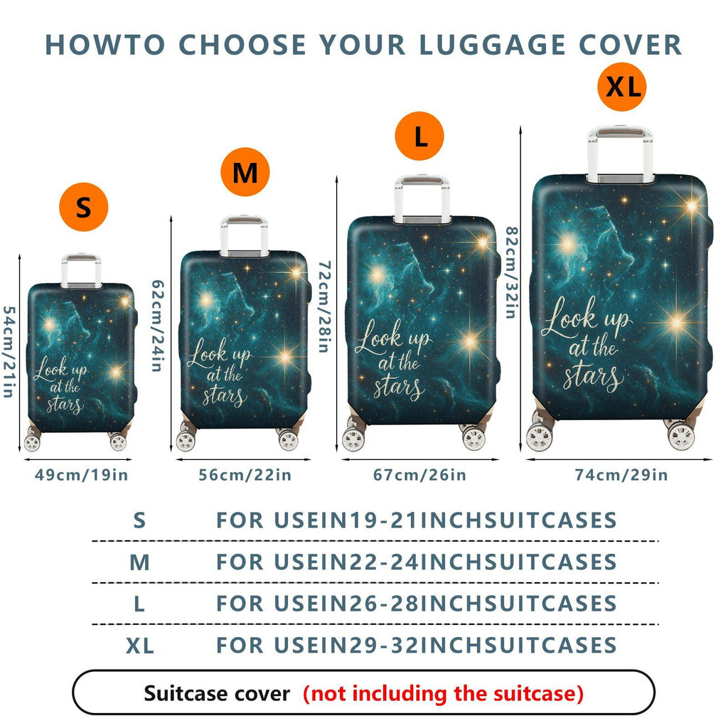 1-Piece Starry Night Cosmic Universe Inspirational Quote  Suitcase Luggage Cover, Stretch Protective Sleeve
