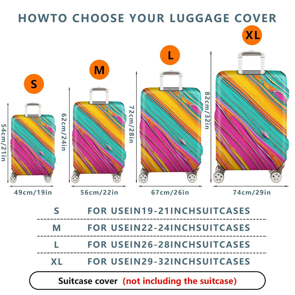 1-Piece Abstract Vivid Colorful Striped Artistic  Suitcase Luggage Cover, Stretch Protective Sleeve