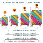 1-Piece Abstract Vivid Colorful Striped Artistic  Suitcase Luggage Cover, Stretch Protective Sleeve