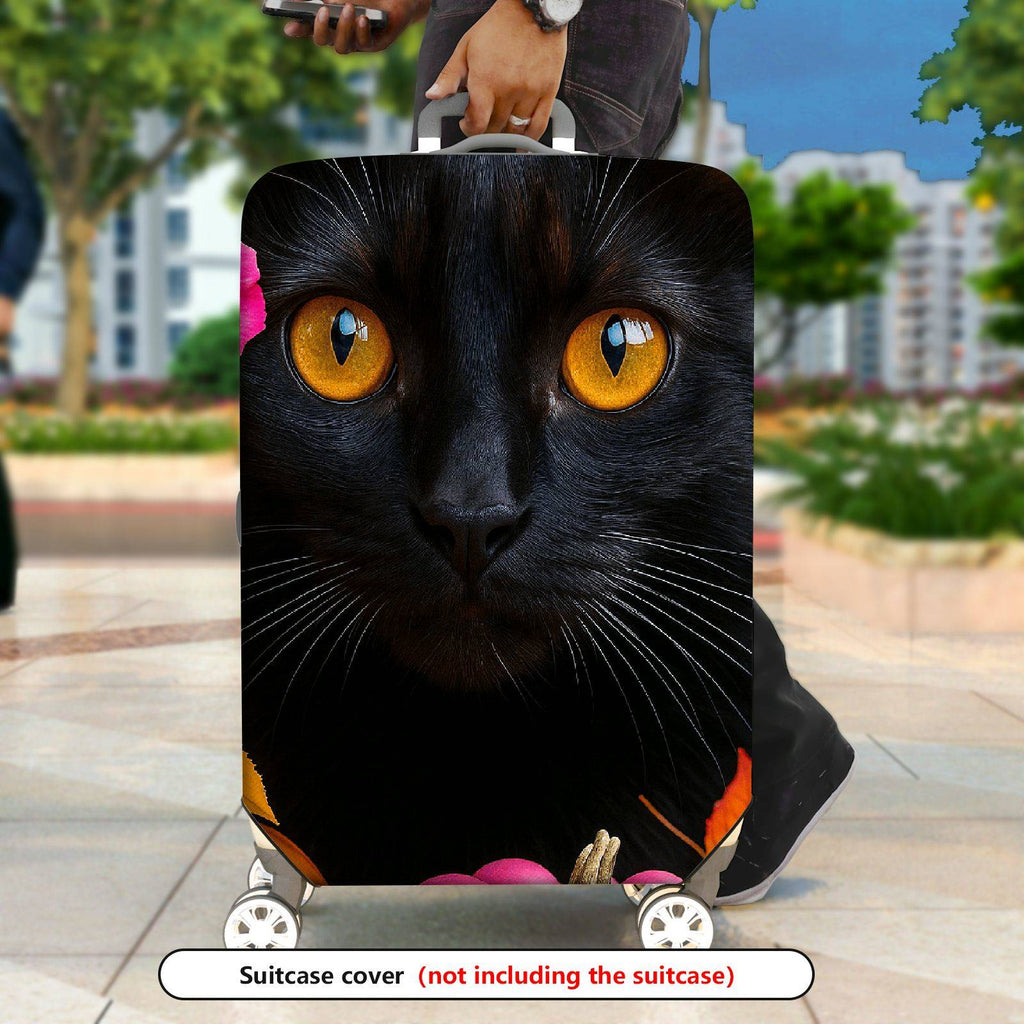 1-Piece Cat Flower Autumn Colorful Artistic Cute  Suitcase Luggage Cover, Stretch Protective Sleeve