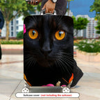 1-Piece Cat Flower Autumn Colorful Artistic Cute  Suitcase Luggage Cover, Stretch Protective Sleeve