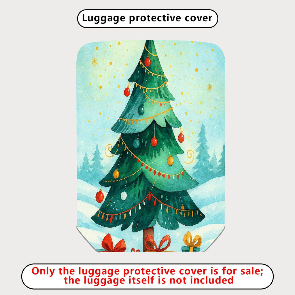 1-Piece Christmas Tree Festive Holiday Snow Winter Colorful  Suitcase Luggage Cover, Stretch Protective Sleeve