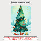 1-Piece Christmas Tree Festive Holiday Snow Winter Colorful  Suitcase Luggage Cover, Stretch Protective Sleeve