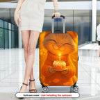 1-Piece Cute Cat Candle Orange Warm Cozy  Suitcase Luggage Cover, Stretch Protective Sleeve