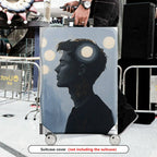 1-Piece Abstract Silhouette Light Circles Blue Modern Artistic  Suitcase Luggage Cover, Stretch Protective Sleeve