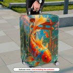 1-Piece Koi Fish Japanese Art Nature Vibrant Floral  Suitcase Luggage Cover, Stretch Protective Sleeve