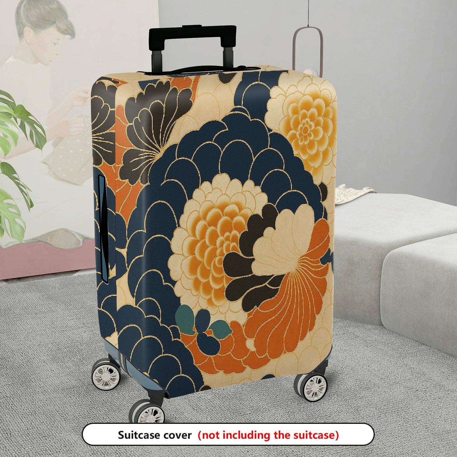 1-Piece Floral Pattern Retro Stylish Unique Traditional Vintage Artistic  Suitcase Luggage Cover, Stretch Protective Sleeve