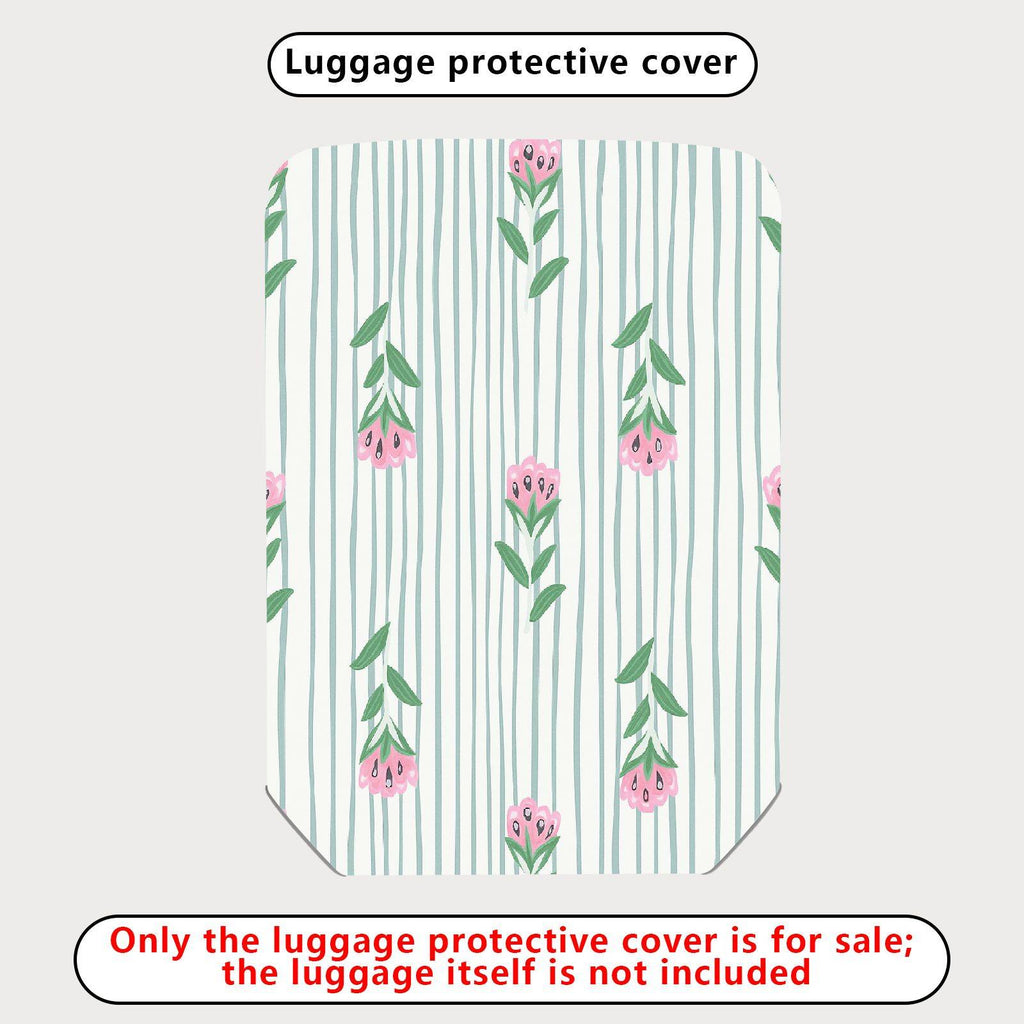 1-Piece Pastel Floral Striped Travel Holiday Spring  Suitcase Luggage Cover, Stretch Protective Sleeve