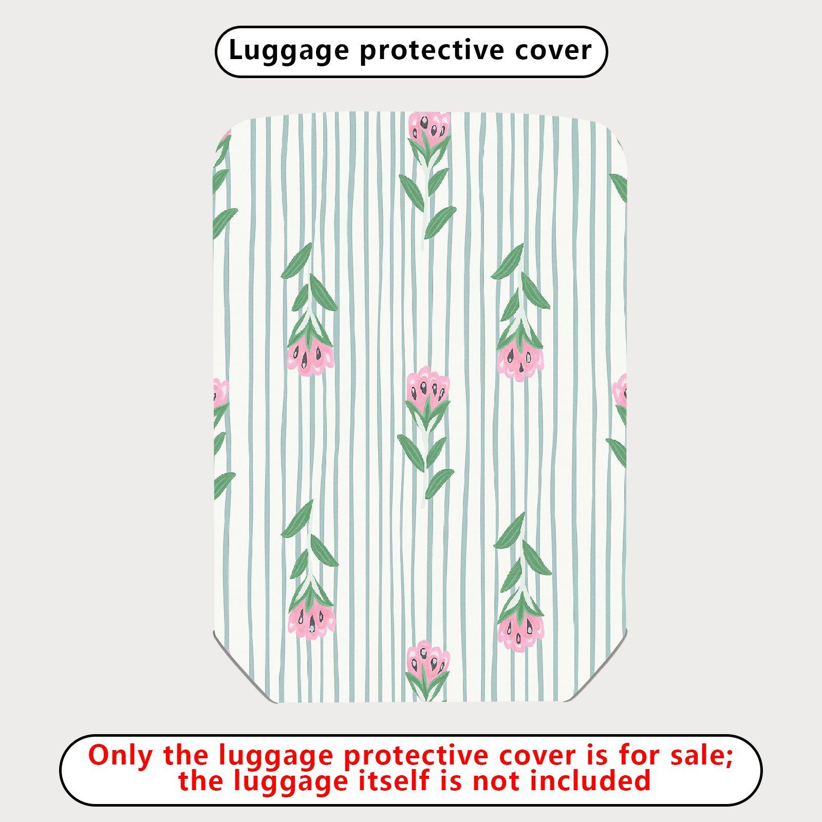 1-Piece Pastel Floral Striped Travel Holiday Spring  Suitcase Luggage Cover, Stretch Protective Sleeve