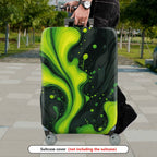 1-Piece Abstract Swirl  Green Black Artistic  Suitcase Luggage Cover, Stretch Protective Sleeve