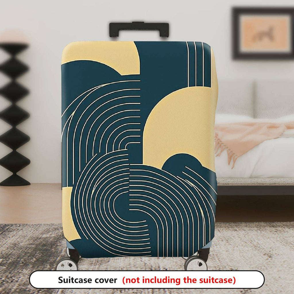 1-Piece Abstract Geometric Yellow Blue Beige Modern  Suitcase Luggage Cover, Stretch Protective Sleeve