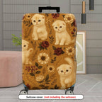 1-Piece Cute Floral Kitten Vintage Artistic Pattern  Suitcase Luggage Cover, Stretch Protective Sleeve