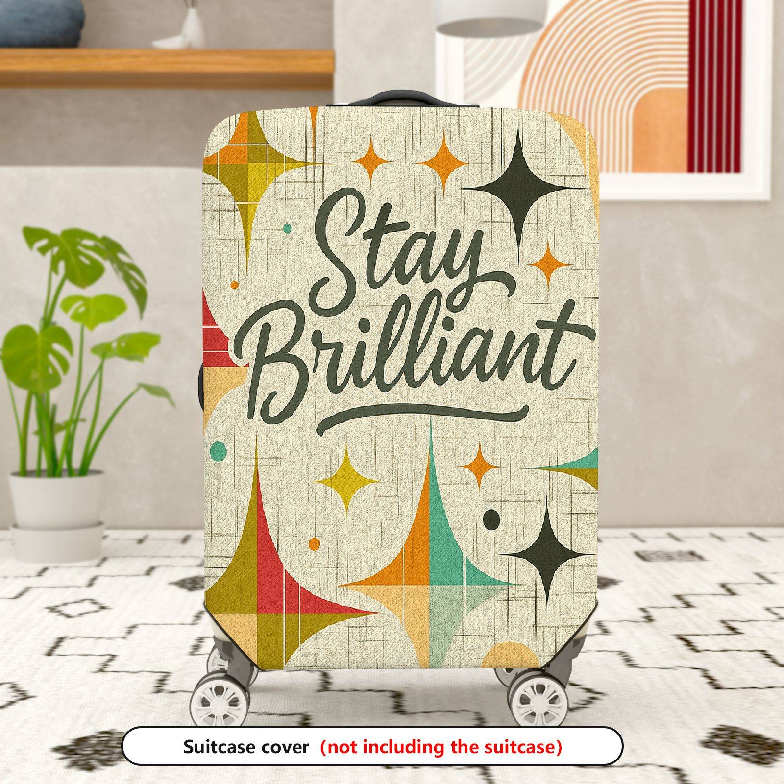 1-Piece Abstract Retro Inspirational Colorful Star Pattern  Suitcase Luggage Cover, Stretch Protective Sleeve