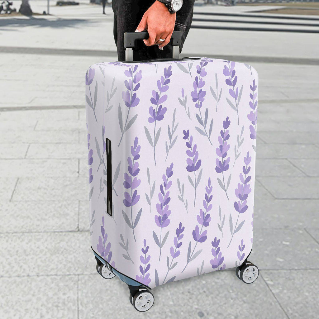 1-Piece Floral Lavender Leaf Pastel Chic Minimalist  Suitcase Luggage Cover, Stretch Protective Sleeve