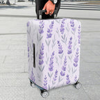 1-Piece Floral Lavender Leaf Pastel Chic Minimalist  Suitcase Luggage Cover, Stretch Protective Sleeve
