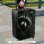 1-Piece Cute Raccoon Animal Black Floral Dandelion  Suitcase Luggage Cover, Stretch Protective Sleeve