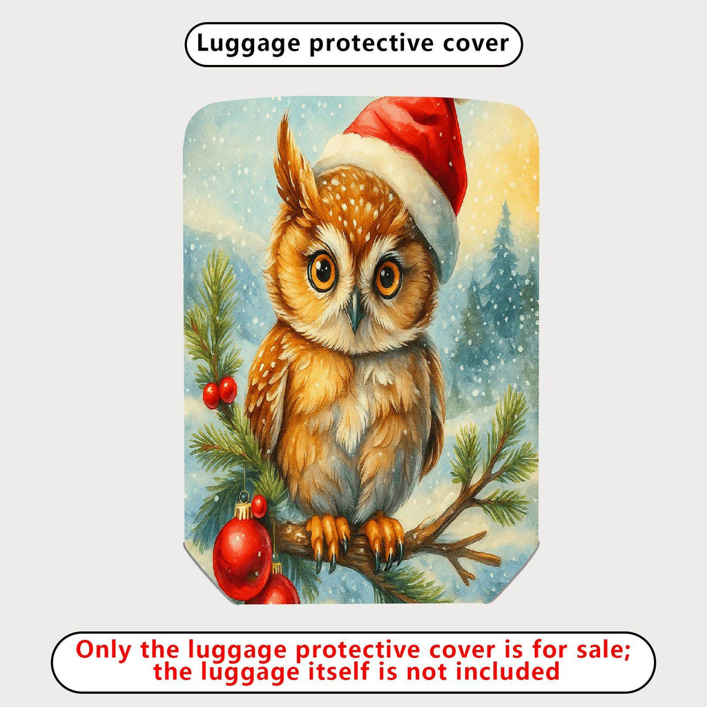 1-Piece Christmas Owl Winter Snow Holiday Red  Suitcase Luggage Cover, Stretch Protective Sleeve
