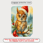 1-Piece Christmas Owl Winter Snow Holiday Red  Suitcase Luggage Cover, Stretch Protective Sleeve