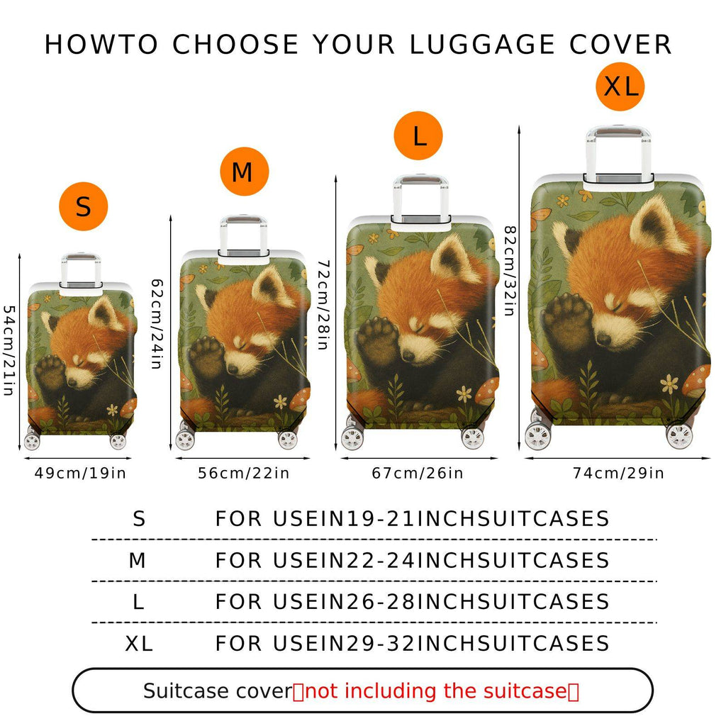 1-Piece Red Panda Forest Nature Floral Animal Cute  Suitcase Luggage Cover, Stretch Protective Sleeve