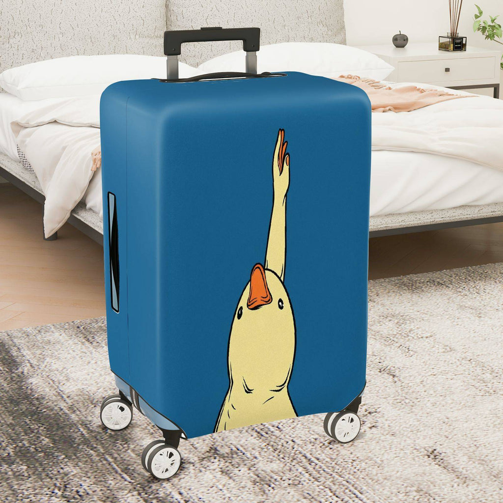 1-Piece Animal Duck Blue  Whimsical Cute  Suitcase Luggage Cover, Stretch Protective Sleeve