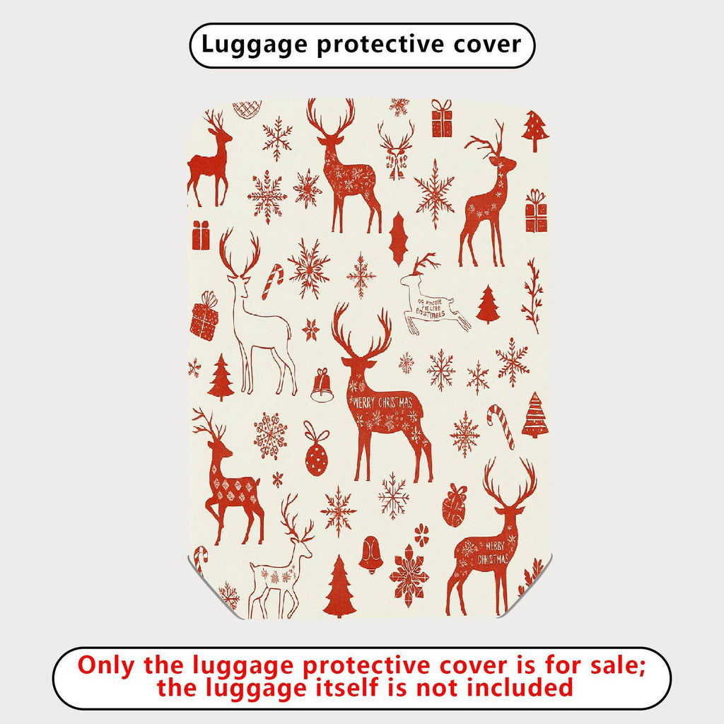 1-Piece Christmas Holiday Deer Snowflakes Bells Ornaments  Suitcase Luggage Cover, Stretch Protective Sleeve