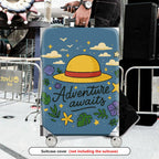 1-Piece Adventure Awaits Floral Hat Cloud Star  Suitcase Luggage Cover, Stretch Protective Sleeve