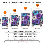 1-Piece Purple Blue White Floral Luggage  Suitcase Luggage Cover, Stretch Protective Sleeve