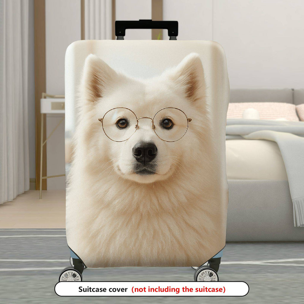 1-Piece Cute Dog Glasses White Living Room Sofa  Suitcase Luggage Cover, Stretch Protective Sleeve