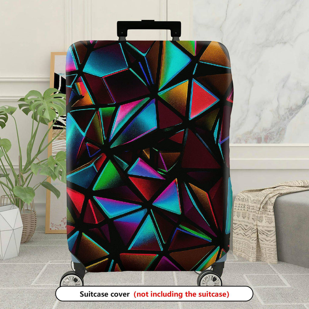 1-Piece Abstract Geometric Vibrant Colorful Prism Modern  Suitcase Luggage Cover, Stretch Protective Sleeve