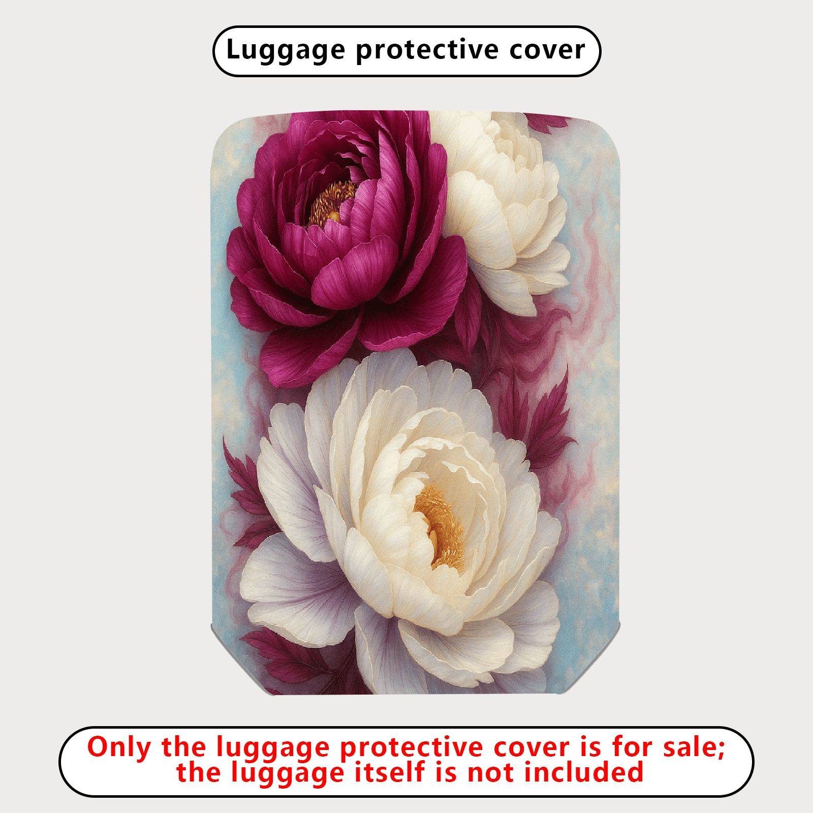 1-Piece Floral Peony Vintage Art Elegant Stylish  Suitcase Luggage Cover, Stretch Protective Sleeve