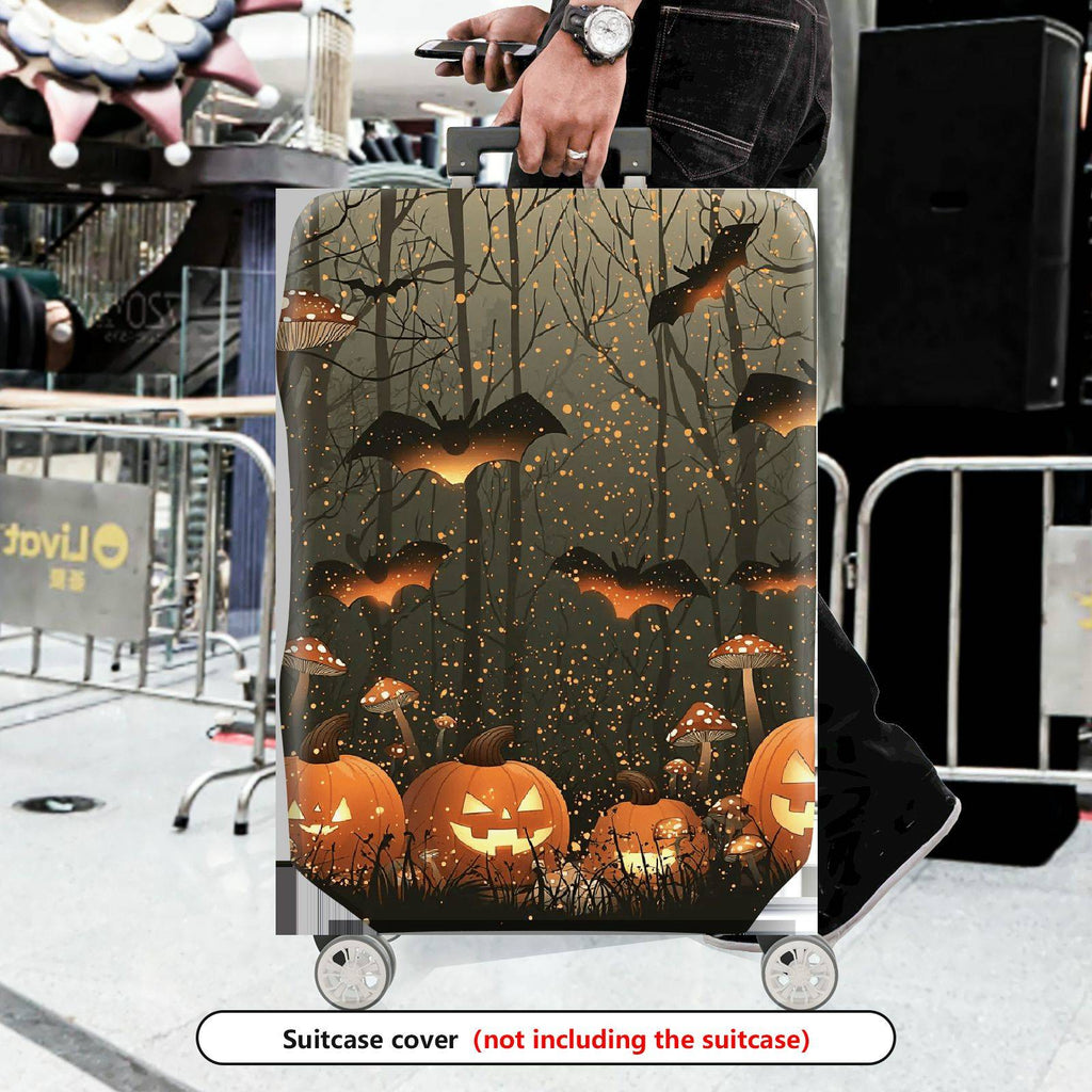 1-Piece Halloween Pumpkin Bat Forest Night Holiday  Suitcase Luggage Cover, Stretch Protective Sleeve