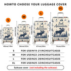 1-Piece Adventure Moose Forest Nautical Retro  Suitcase Luggage Cover, Stretch Protective Sleeve