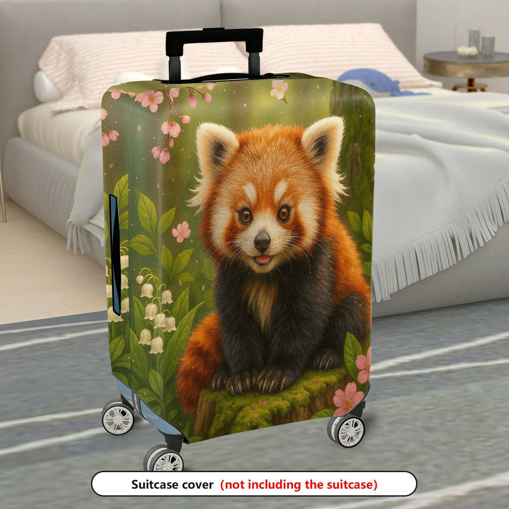 1-Piece Red Panda Floral Nature Forest Cute Animal  Suitcase Luggage Cover, Stretch Protective Sleeve