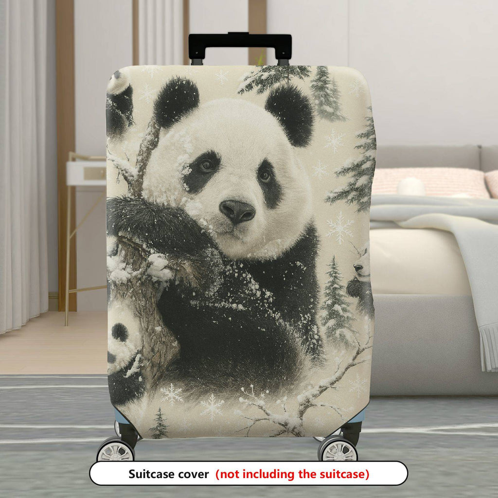 1-Piece Panda Snow Forest Winter Nature Cute Animal  Suitcase Luggage Cover, Stretch Protective Sleeve