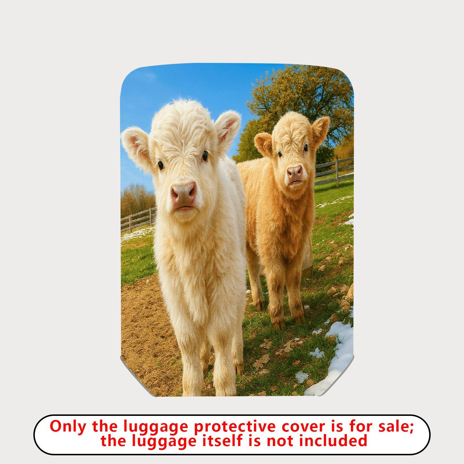 1-Piece Cute Animal Farm Pasture Nature Calf  Suitcase Luggage Cover, Stretch Protective Sleeve