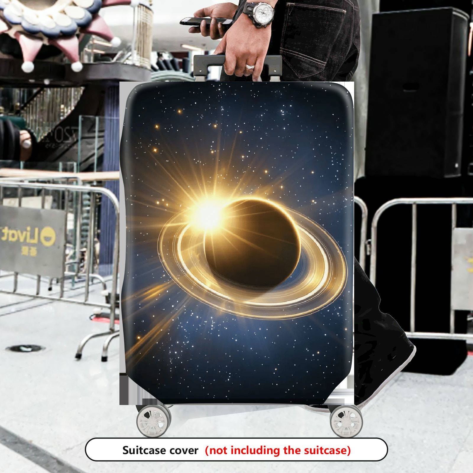 1-Piece Cosmic Galaxy Star Solar Eclipse Astronomy  Suitcase Luggage Cover, Stretch Protective Sleeve