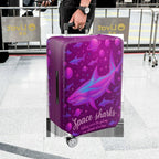 1-Piece Space Shark Galaxy Planet Purple Cosmic  Suitcase Luggage Cover, Stretch Protective Sleeve