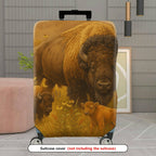 1-Piece Animal Nature Wildlife Buffalo Calf Prairie  Suitcase Luggage Cover, Stretch Protective Sleeve
