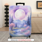 1-Piece Moon Forest Landscape Sky Mountain Stream  Suitcase Luggage Cover, Stretch Protective Sleeve